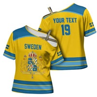 Sweden Ice Hockey Custom Cross Shoulder Shirt Swedish Coat of Arms Design