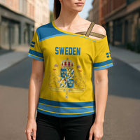 Sweden Ice Hockey Custom Cross Shoulder Shirt Swedish Coat of Arms Design
