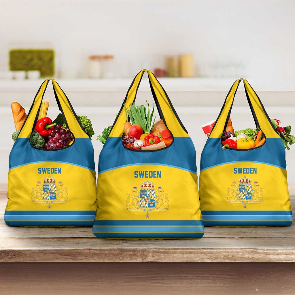 Sweden Ice Hockey Grocery Bag Swedish Coat of Arms Design