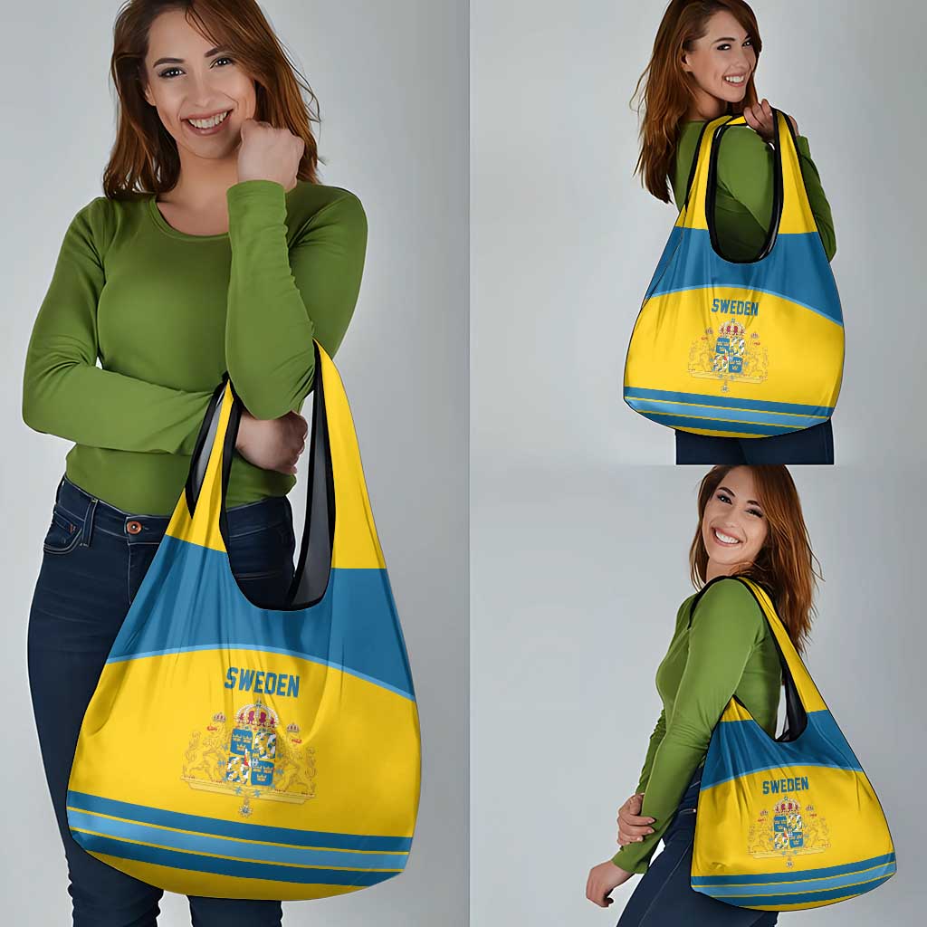Sweden Ice Hockey Grocery Bag Swedish Coat of Arms Design