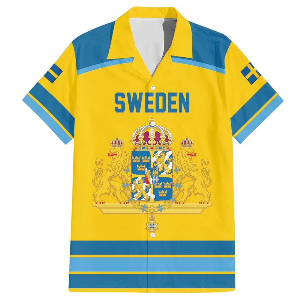 Sweden Ice Hockey Custom Hawaiian Shirt Swedish Coat of Arms Design