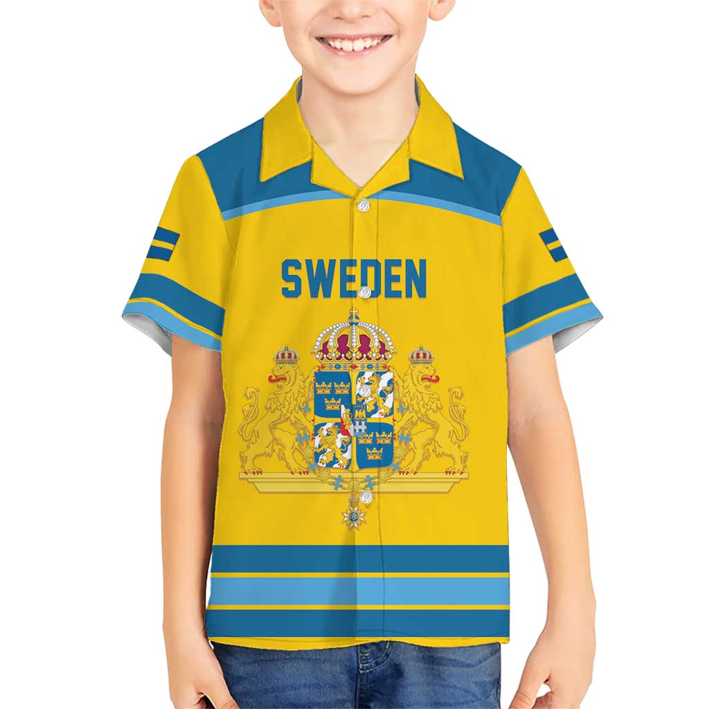 Sweden Ice Hockey Custom Hawaiian Shirt Swedish Coat of Arms Design