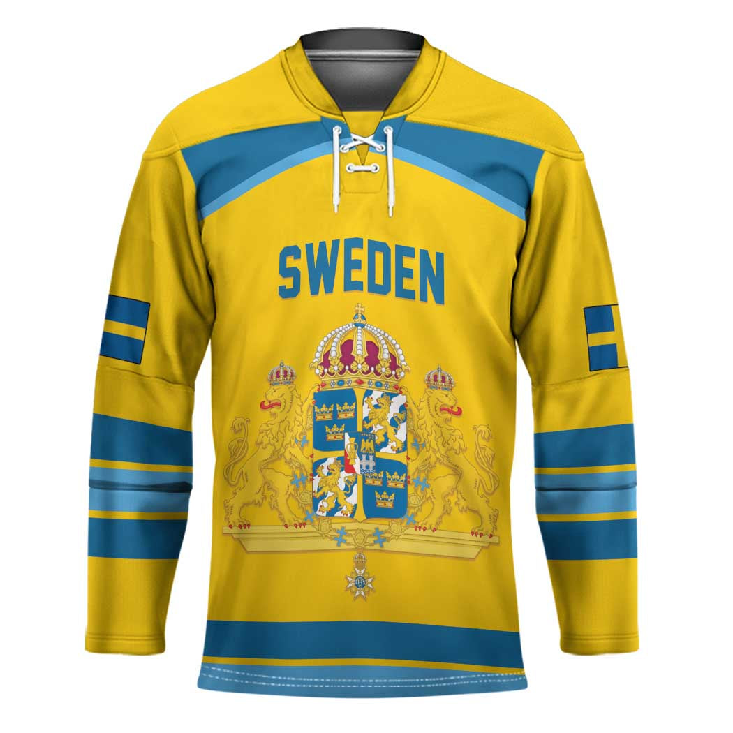 Sweden Ice Hockey Custom Hockey Jersey Swedish Coat of Arms Design