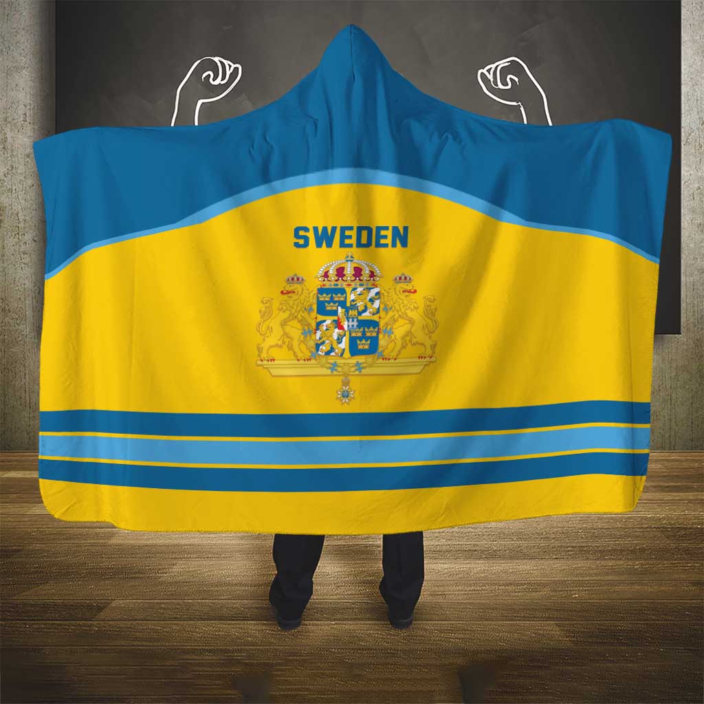 Sweden Ice Hockey Hooded Blanket Swedish Coat of Arms Design