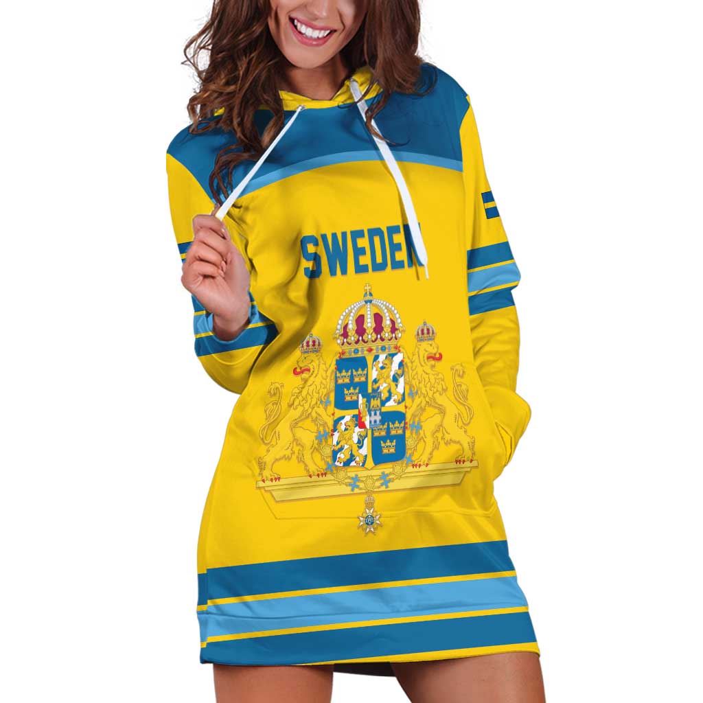 Sweden Ice Hockey Custom Hoodie Dress Swedish Coat of Arms Design