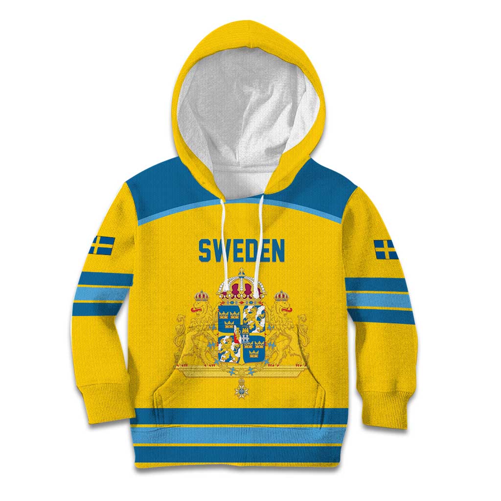 Sweden Ice Hockey Custom Kid Hoodie Swedish Coat of Arms Design