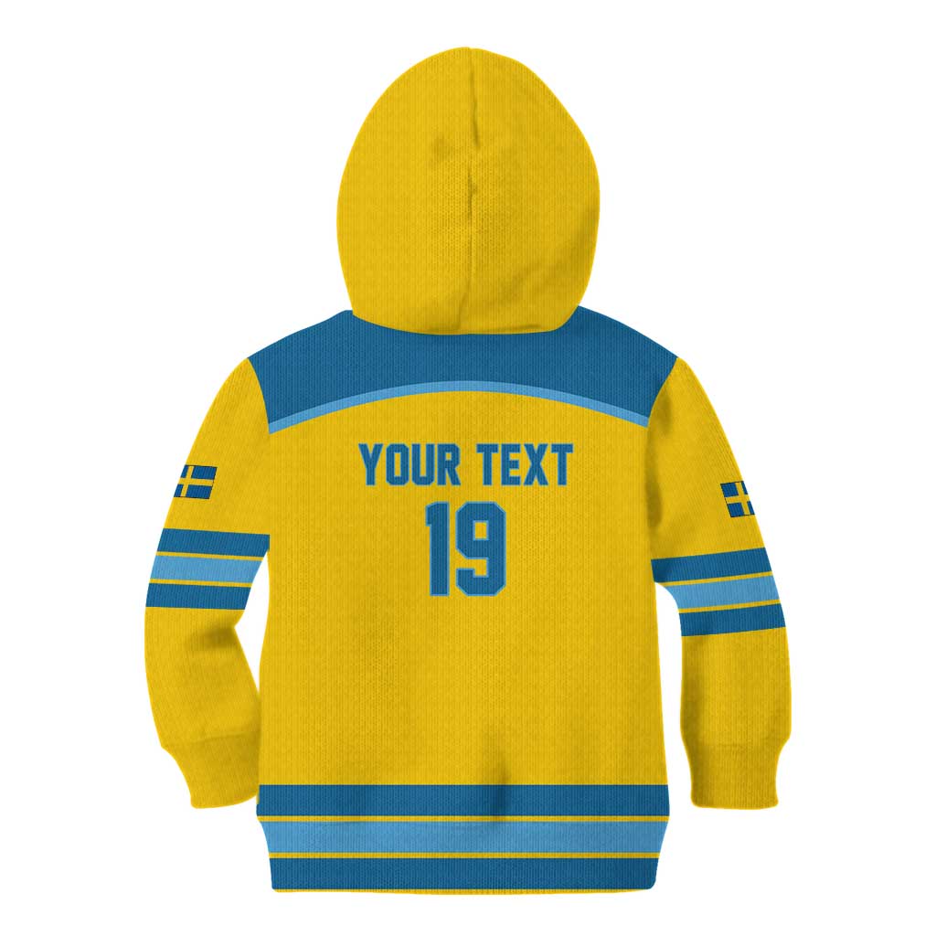 Sweden Ice Hockey Custom Kid Hoodie Swedish Coat of Arms Design
