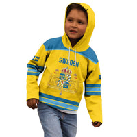 Sweden Ice Hockey Custom Kid Hoodie Swedish Coat of Arms Design