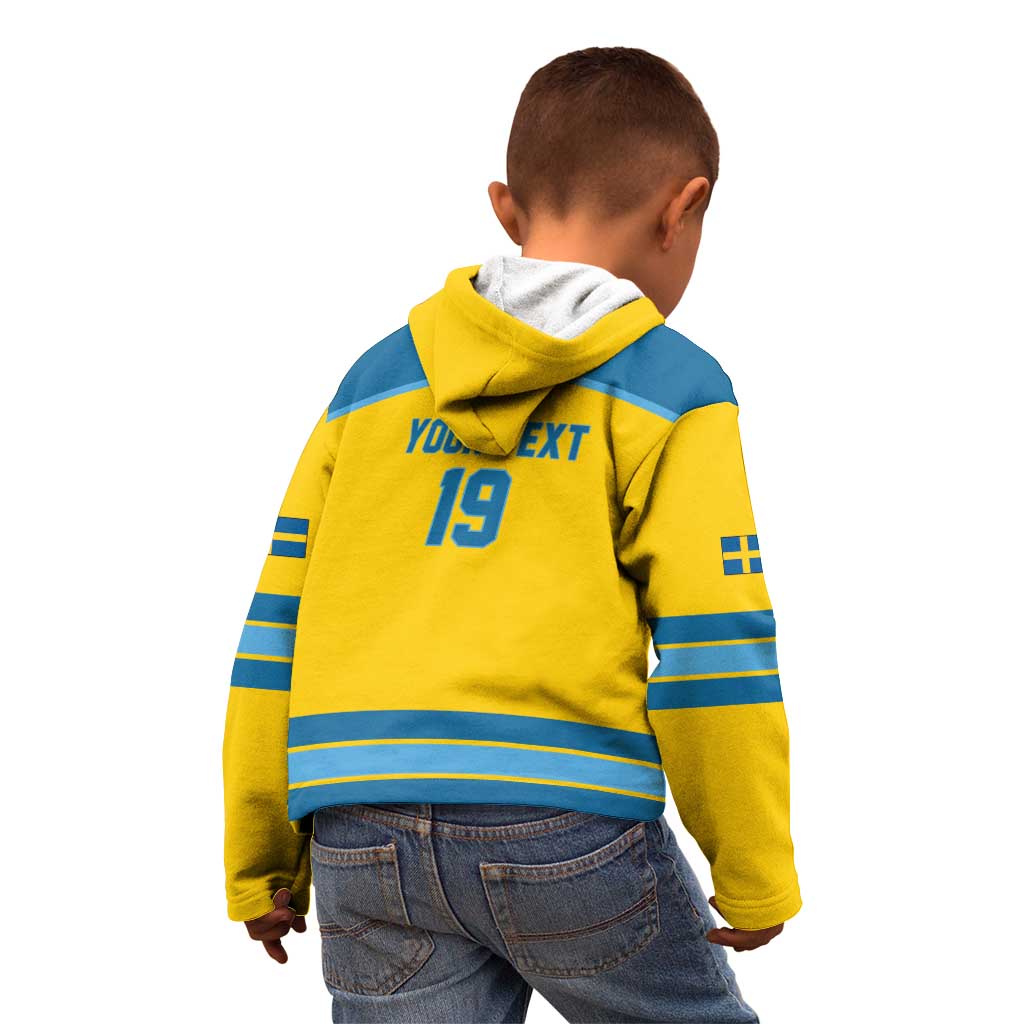 Sweden Ice Hockey Custom Kid Hoodie Swedish Coat of Arms Design