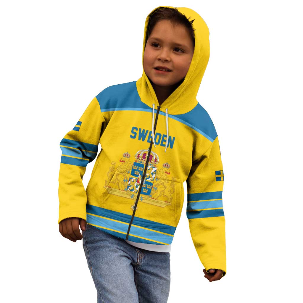 Sweden Ice Hockey Custom Kid Hoodie Swedish Coat of Arms Design