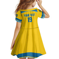 Sweden Ice Hockey Custom Kid Short Sleeve Dress Swedish Coat of Arms Design