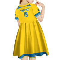 Sweden Ice Hockey Custom Kid Short Sleeve Dress Swedish Coat of Arms Design