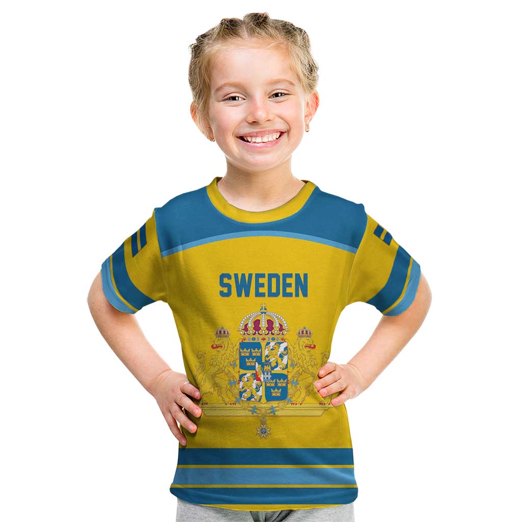 Sweden Ice Hockey Custom Kid T Shirt Swedish Coat of Arms Design