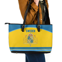 Sweden Ice Hockey Leather Tote Bag Swedish Coat of Arms Design