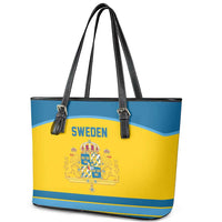 Sweden Ice Hockey Leather Tote Bag Swedish Coat of Arms Design