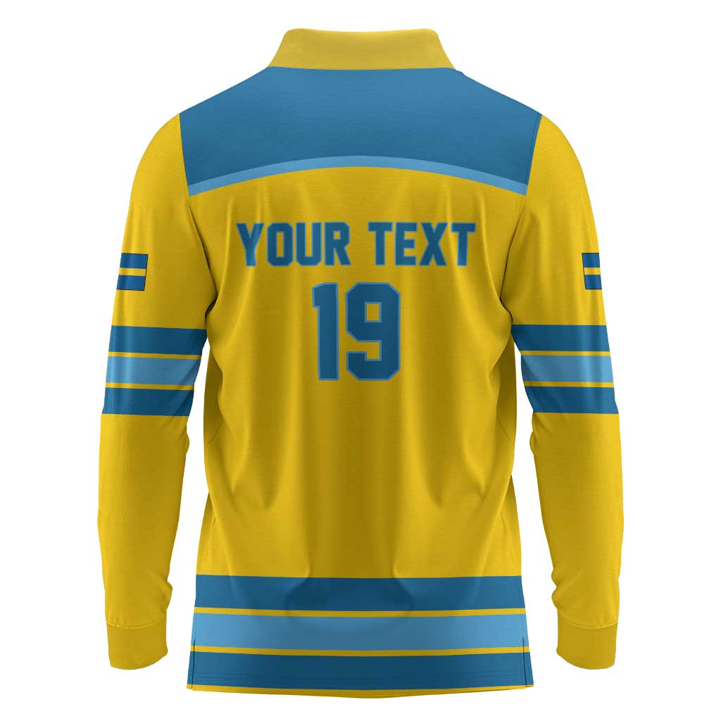 Sweden Ice Hockey Custom Long Sleeve Polo Shirt Swedish Coat of Arms Design