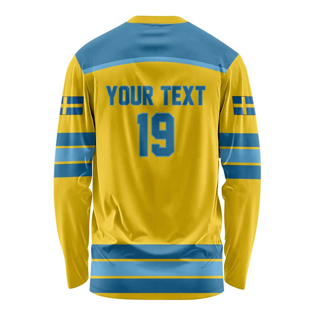 Sweden Ice Hockey Custom Long Sleeve Shirt Swedish Coat of Arms Design