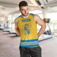 Sweden Ice Hockey Custom Men Tank Top Swedish Coat of Arms Design