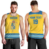 Sweden Ice Hockey Custom Men Tank Top Swedish Coat of Arms Design