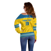 Sweden Ice Hockey Custom Off Shoulder Sweater Swedish Coat of Arms Design