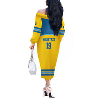 Sweden Ice Hockey Custom Off The Shoulder Long Sleeve Dress Swedish Coat of Arms Design