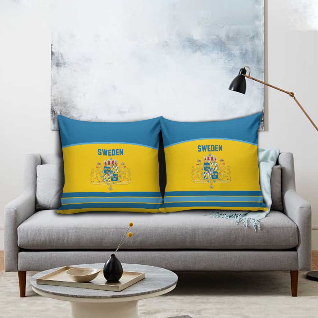 Sweden Ice Hockey Pillow Cover Swedish Coat of Arms Design