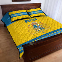Sweden Ice Hockey Quilt Bed Set Swedish Coat of Arms Design