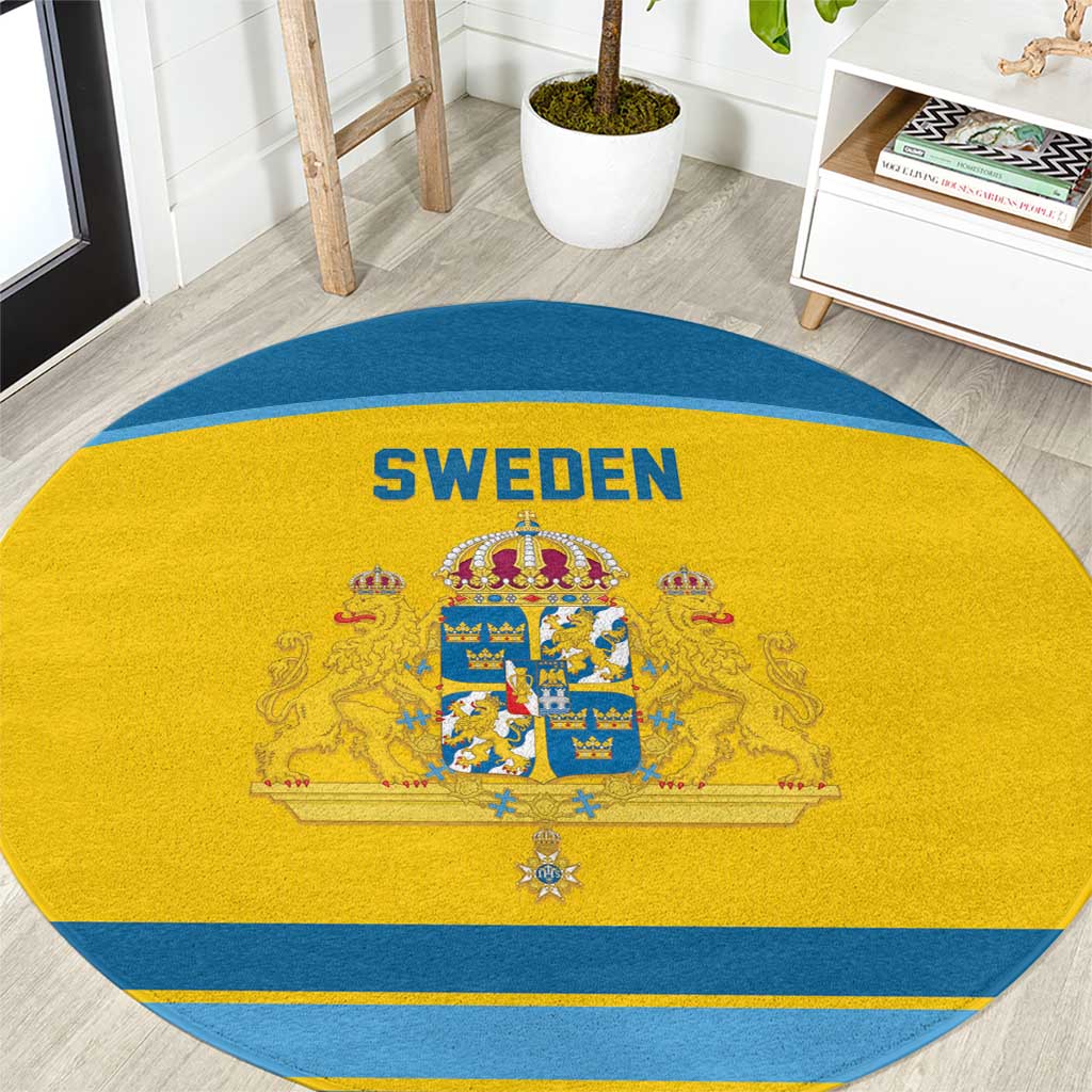 Sweden Ice Hockey Round Carpet Swedish Coat of Arms Design