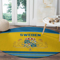 Sweden Ice Hockey Round Carpet Swedish Coat of Arms Design
