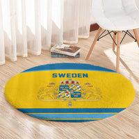 Sweden Ice Hockey Round Carpet Swedish Coat of Arms Design