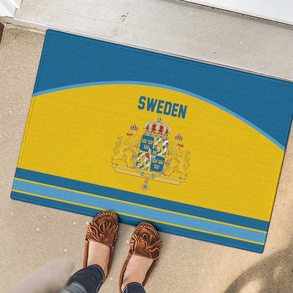 Sweden Ice Hockey Rubber Doormat Swedish Coat of Arms Design