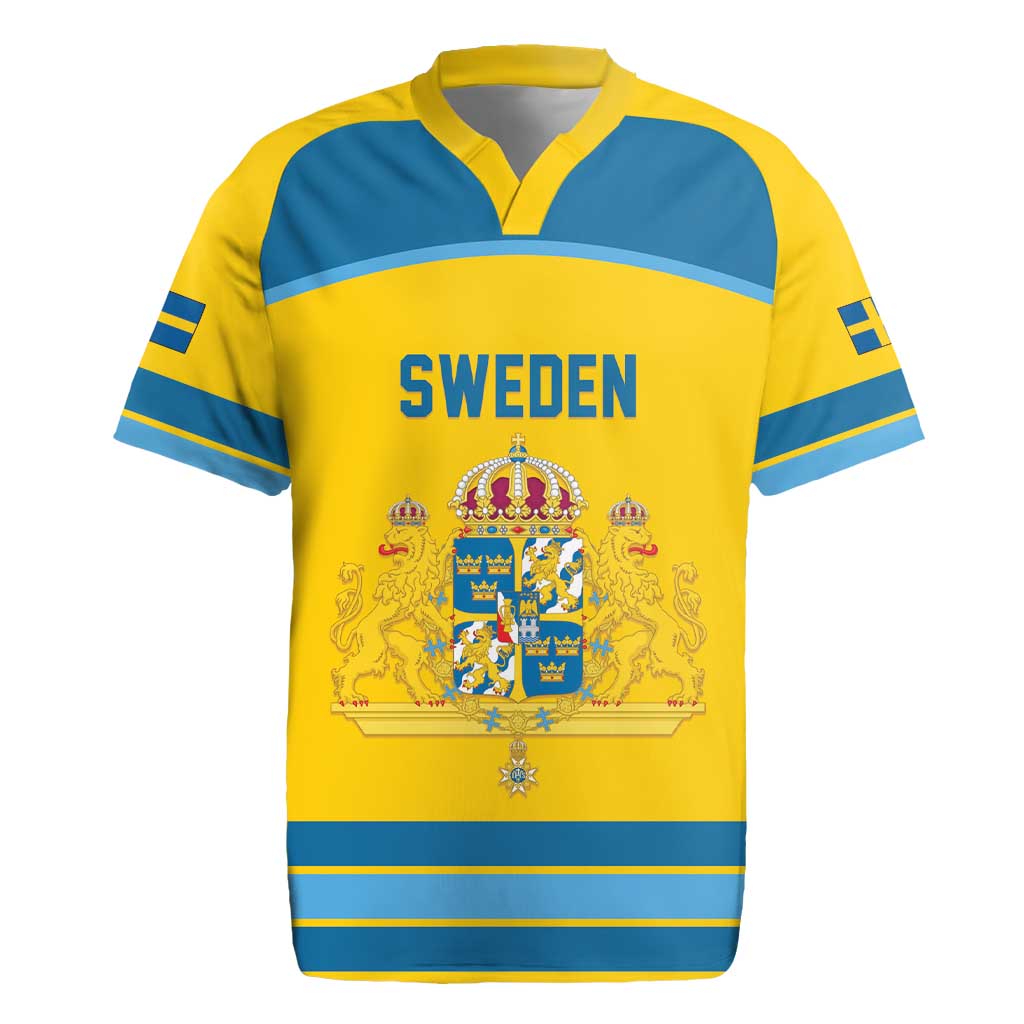 Sweden Ice Hockey Custom Rugby Jersey Swedish Coat of Arms Design