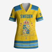 Sweden Ice Hockey Custom Scrub Top Swedish Coat of Arms Design