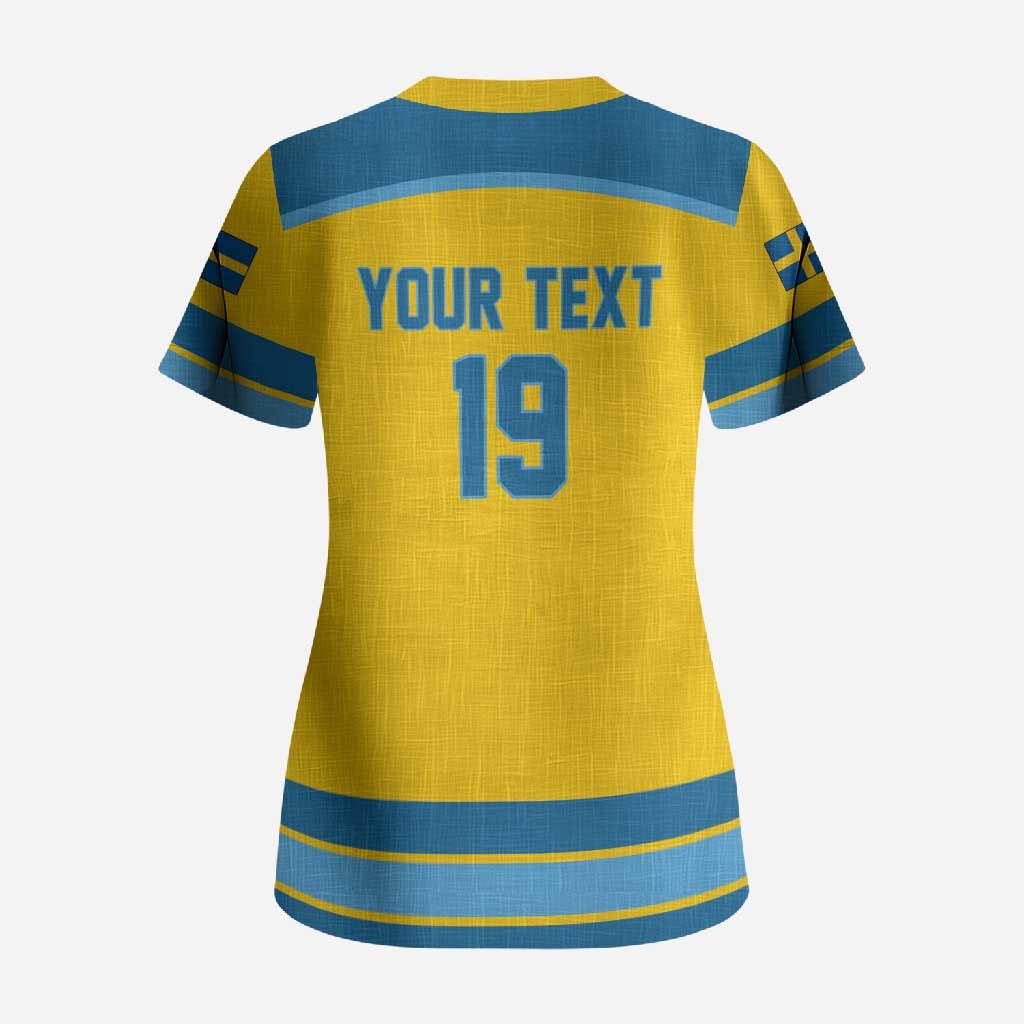 Sweden Ice Hockey Custom Scrub Top Swedish Coat of Arms Design