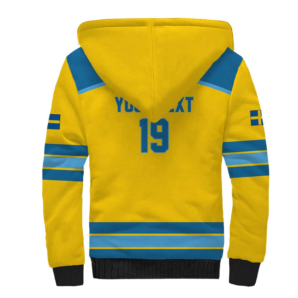Sweden Ice Hockey Custom Sherpa Hoodie Swedish Coat of Arms Design