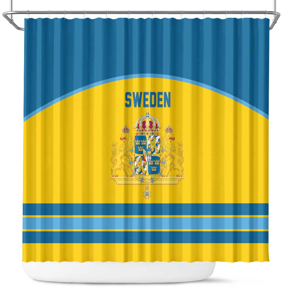 Sweden Ice Hockey Shower Curtain Swedish Coat of Arms Design