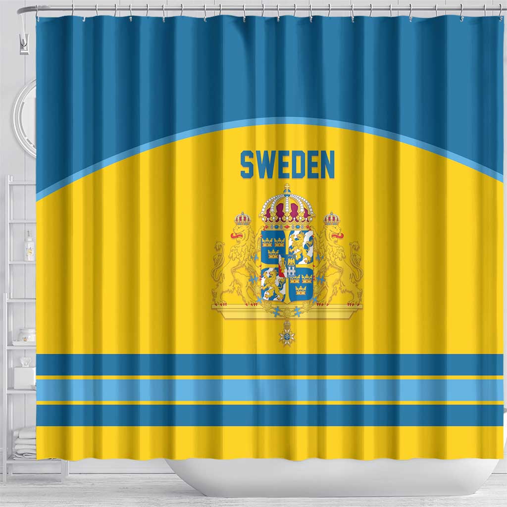 Sweden Ice Hockey Shower Curtain Swedish Coat of Arms Design