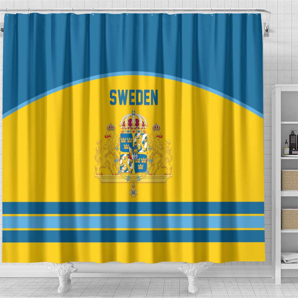 Sweden Ice Hockey Shower Curtain Swedish Coat of Arms Design