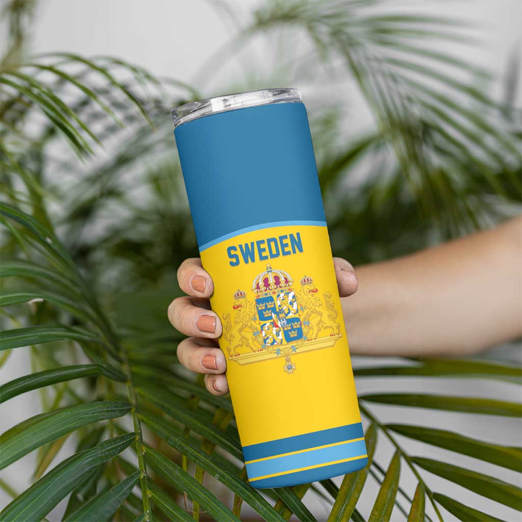 Sweden Ice Hockey Custom Skinny Tumbler Swedish Coat of Arms Design
