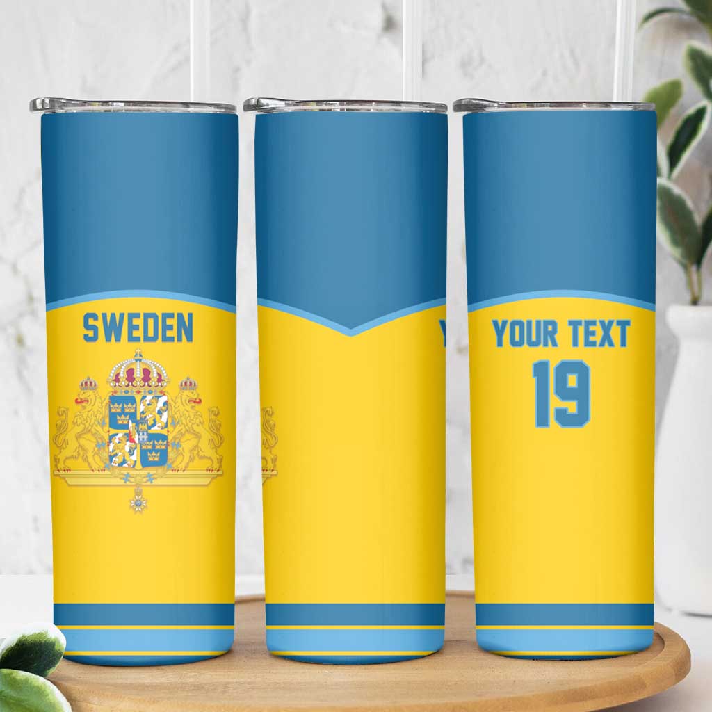 Sweden Ice Hockey Custom Skinny Tumbler Swedish Coat of Arms Design