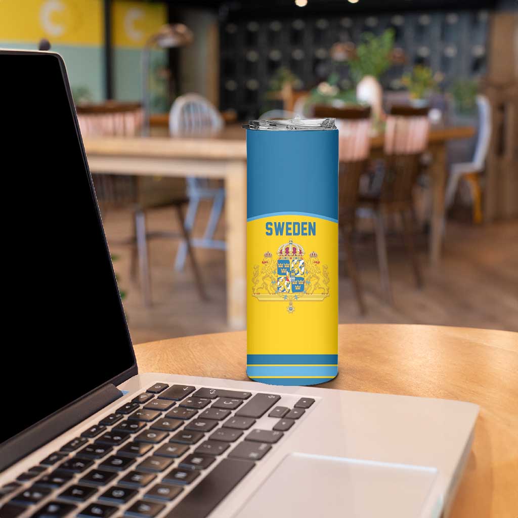Sweden Ice Hockey Custom Skinny Tumbler Swedish Coat of Arms Design