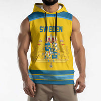 Sweden Ice Hockey Custom Sleeveless Hoodie Swedish Coat of Arms Design