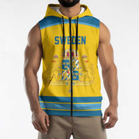 Sweden Ice Hockey Custom Sleeveless Zip Hoodie Swedish Coat of Arms Design