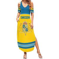 Sweden Ice Hockey Custom Summer Maxi Dress Swedish Coat of Arms Design