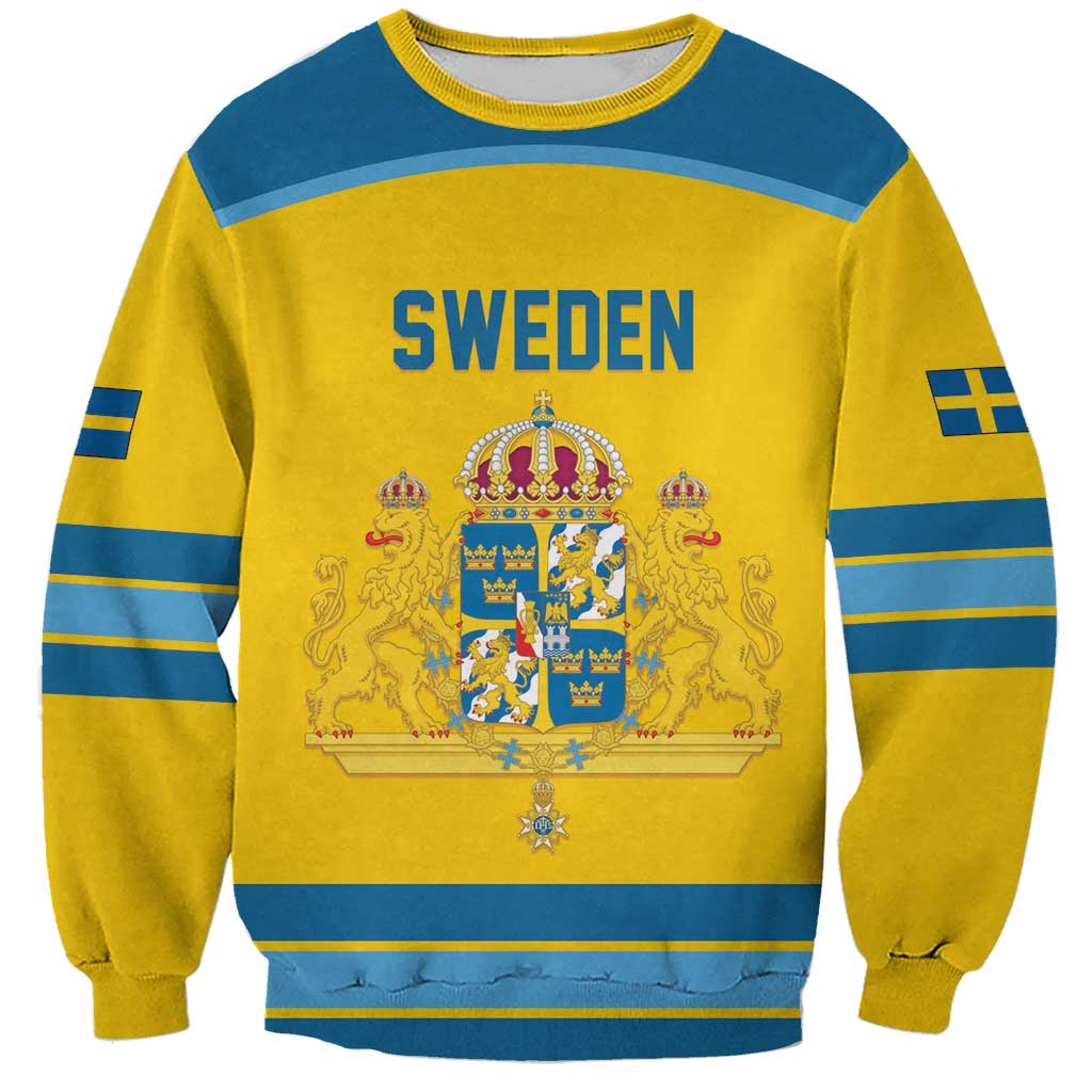 Sweden Ice Hockey Custom Sweatshirt Swedish Coat of Arms Design