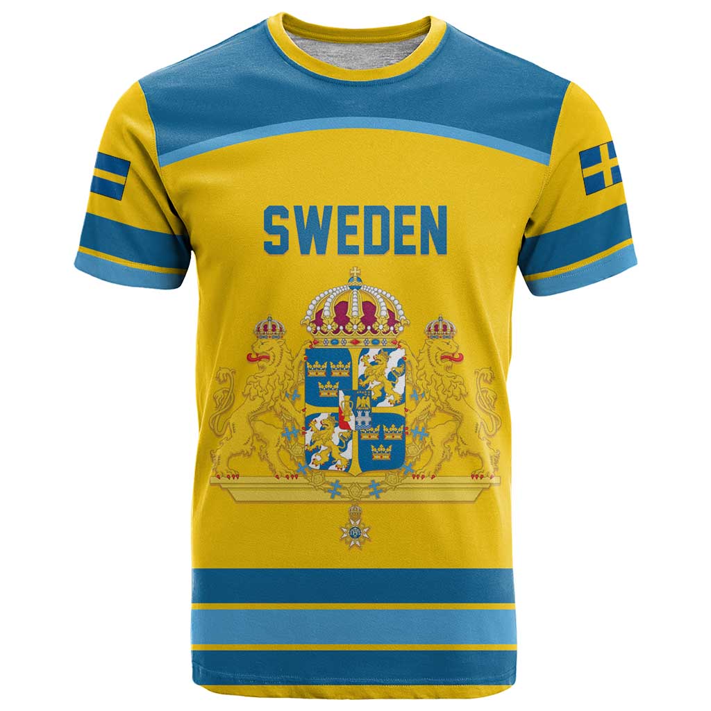 Sweden Ice Hockey Custom T Shirt Swedish Coat of Arms Design
