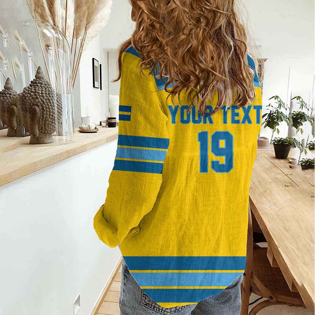 Sweden Ice Hockey Custom Women Casual Shirt Swedish Coat of Arms Design