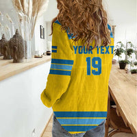 Sweden Ice Hockey Custom Women Casual Shirt Swedish Coat of Arms Design