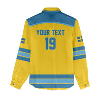 Sweden Ice Hockey Custom Women Casual Shirt Swedish Coat of Arms Design