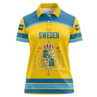Sweden Ice Hockey Custom Women Polo Shirt Swedish Coat of Arms Design